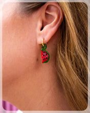 Load image into Gallery viewer, Glass Watermelon Titanium Charm Earrings