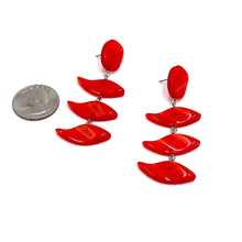 Load image into Gallery viewer, Tomato Moonglow Crest Statement Earrings *