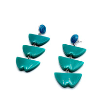 Load image into Gallery viewer, Emerald &amp; Zircon Capiz Moonglow Verti Statement Earrings *