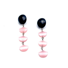 Load image into Gallery viewer, Charcoal &amp; Pink Moonglow Drip Statement Earrings