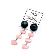 Load image into Gallery viewer, Charcoal &amp; Pink Moonglow Drip Statement Earrings