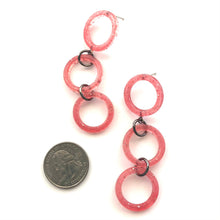 Load image into Gallery viewer, Pink Glitter Tri Dot Donut Earrings