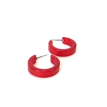Load image into Gallery viewer, Cherry Red Moonglow Mini Classic Hoop Earrings
