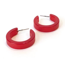 Load image into Gallery viewer, Cherry Red Moonglow Mini Classic Hoop Earrings