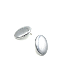 Load image into Gallery viewer, Shabby Metallic Silver Oval Stud Earrings
