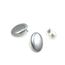 Load image into Gallery viewer, Shabby Metallic Silver Oval Stud Earrings