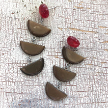Load image into Gallery viewer, Chocolate &amp; Ruby Moonglow Fish Scale Earrings