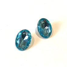 Load image into Gallery viewer, Water Blue Faceted Oval Shine-On Stud Earrings