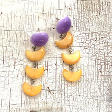 Load image into Gallery viewer, Lavender &amp; Tangerine Moonglow Fish Scale Earrings