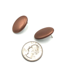 Load image into Gallery viewer, Shabby Metallic Copper Oval Stud Earrings