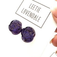 Load image into Gallery viewer, Mercury Lucite Carved Floral Rose Stud Earrings