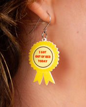 Load image into Gallery viewer, "I Got Out of Bed Today" Medal Earrings