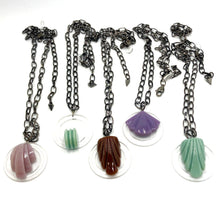Load image into Gallery viewer, Light Jade Green Arch Carved Deco Chain Necklace
