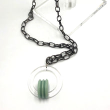 Load image into Gallery viewer, Light Jade Green Arch Carved Deco Chain Necklace