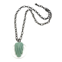 Load image into Gallery viewer, Light Jade Green Carved Deco Chain Necklace
