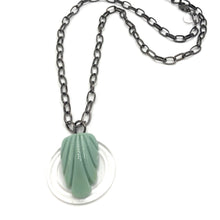 Load image into Gallery viewer, Light Jade Green Carved Deco Chain Necklace