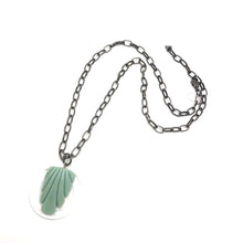 Load image into Gallery viewer, Light Jade Green Carved Deco Chain Necklace