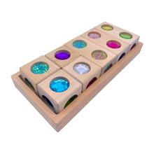 Load image into Gallery viewer, Pastel &amp; Rainbow Gem Block Collection – 3 Styles with Wooden Storage Trays