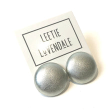 Load image into Gallery viewer, Silver Lame&#39; Retro Button Stud Earrings - Big