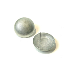 Load image into Gallery viewer, Silver Lame&#39; Retro Button Stud Earrings - Big