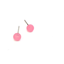 Load image into Gallery viewer, Pink Frosted Lucite Mini Ball Stud Earrings
