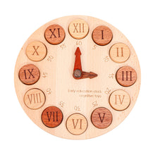 Load image into Gallery viewer, Wooden Cognitive Learning Clock – Dual-Sided Time Recognition Toy with Roman and Arabic Numerals