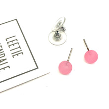Load image into Gallery viewer, Pink Frosted Lucite Mini Ball Stud Earrings