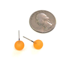 Load image into Gallery viewer, Tangerine Frosted Lucite Mini Ball Stud Earrings