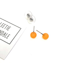 Load image into Gallery viewer, Tangerine Frosted Lucite Mini Ball Stud Earrings