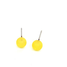 Load image into Gallery viewer, Golden Yellow Frosted Lucite Mini Ball Stud Earrings