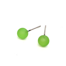 Load image into Gallery viewer, Spring Green Frosted Lucite Mini Ball Stud Earrings