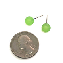 Load image into Gallery viewer, Spring Green Frosted Lucite Mini Ball Stud Earrings