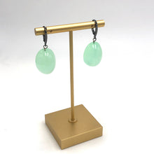 Load image into Gallery viewer, Bling Green Opal Lucite Chunk Drop Earrings *