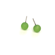 Load image into Gallery viewer, Spring Green Frosted Lucite Mini Ball Stud Earrings