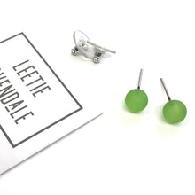 Load image into Gallery viewer, Spring Green Frosted Lucite Mini Ball Stud Earrings