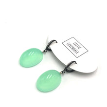 Load image into Gallery viewer, Bling Green Opal Lucite Chunk Drop Earrings *