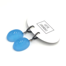 Load image into Gallery viewer, Bling Blue Opal Lucite Chunk Drop Earrings *