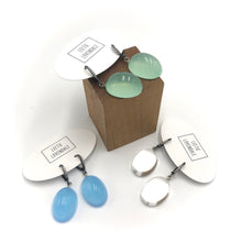 Load image into Gallery viewer, Bling Green Opal Lucite Chunk Drop Earrings *
