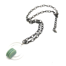 Load image into Gallery viewer, Light Jade Green Arch Carved Deco Chain Necklace
