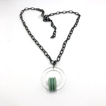 Load image into Gallery viewer, Light Jade Green Arch Carved Deco Chain Necklace