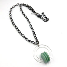 Load image into Gallery viewer, Light Jade Green Arch Carved Deco Chain Necklace