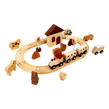 Load image into Gallery viewer, **Pre-order (Ships in 2-3 Weeks)**Wooden Farm Train Track Play Set – 32-Piece Natural Solid Wood Toy