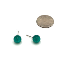 Load image into Gallery viewer, Emerald Moonglow Lucite Ball Stud Earrings