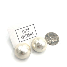 Load image into Gallery viewer, Jumbo White Cotton Pearl Button Stud Earrings