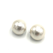Load image into Gallery viewer, Jumbo White Cotton Pearl Button Stud Earrings