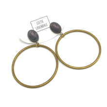 Load image into Gallery viewer, Grey Aurora Brass Loop Earrings