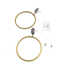 Load image into Gallery viewer, Grey Aurora Brass Loop Earrings