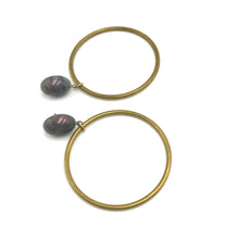 Load image into Gallery viewer, Grey Aurora Brass Loop Earrings