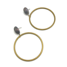 Load image into Gallery viewer, Grey Aurora Brass Loop Earrings