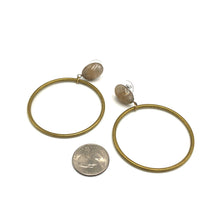 Load image into Gallery viewer, Beige Marbled Brass Loop Earrings